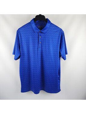 Michael Rouen Shirt Mens XL Blue Multi Geometric S/S Performance Polo